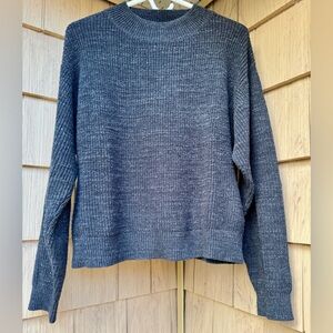 Filippa K Gray Ribbed Knit Mock Neck Sweater, size m